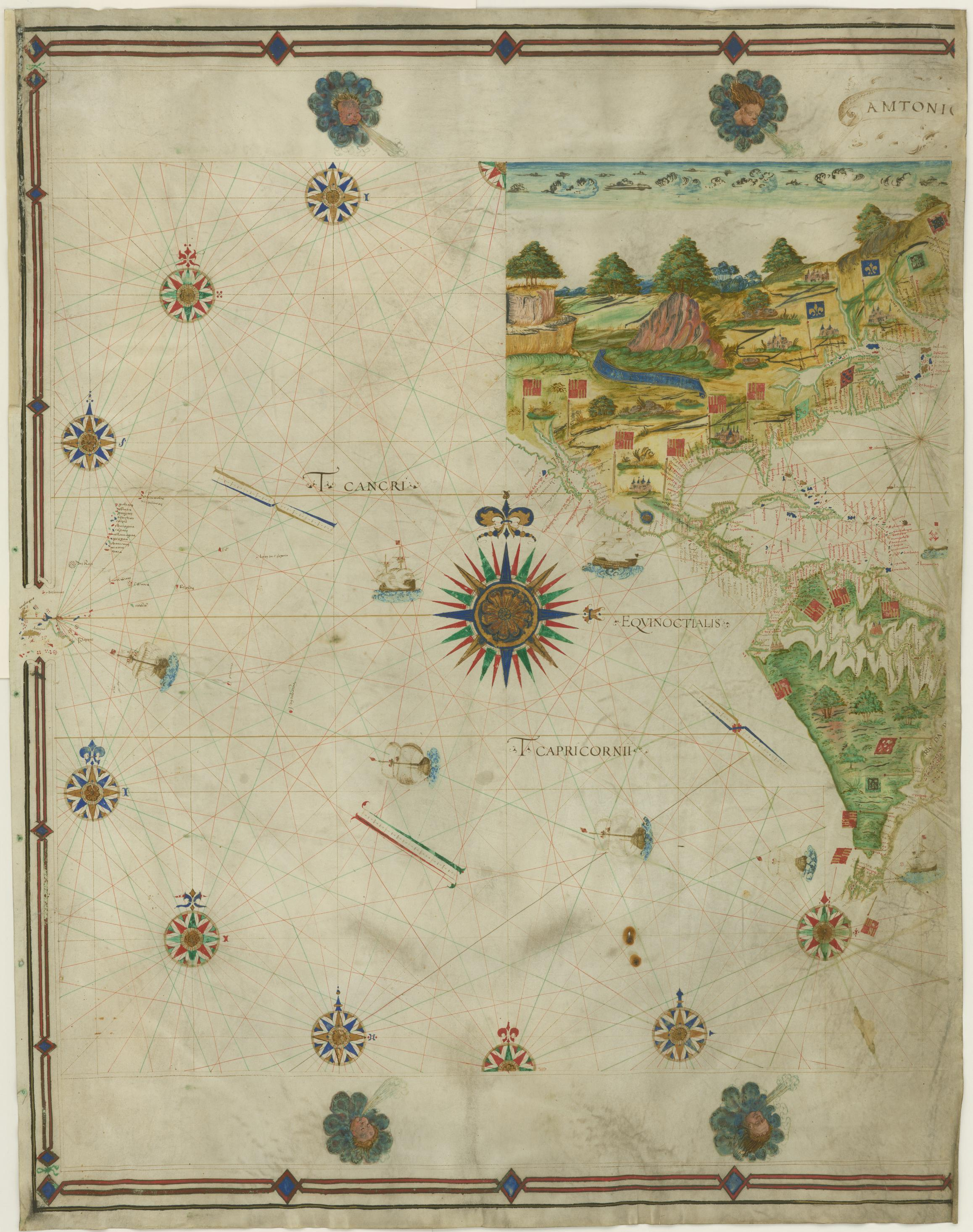 A Map of the Voyage of Francisco de Orellana Map by António Pereira, 1546